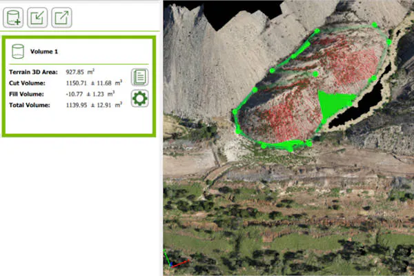 Aerial imagery with volumetric measurement processing